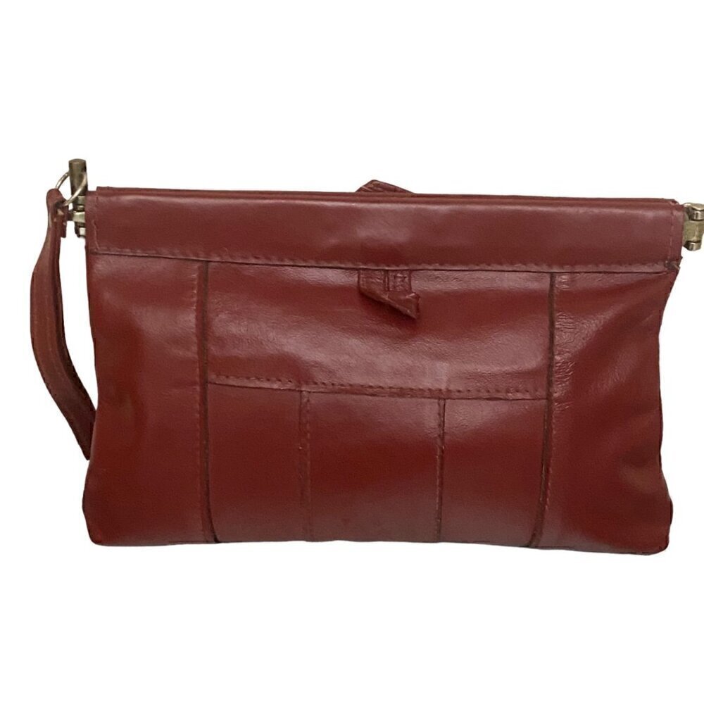 Vintage Roger Gimbel Red Leather Patchwork Wristlet Bag